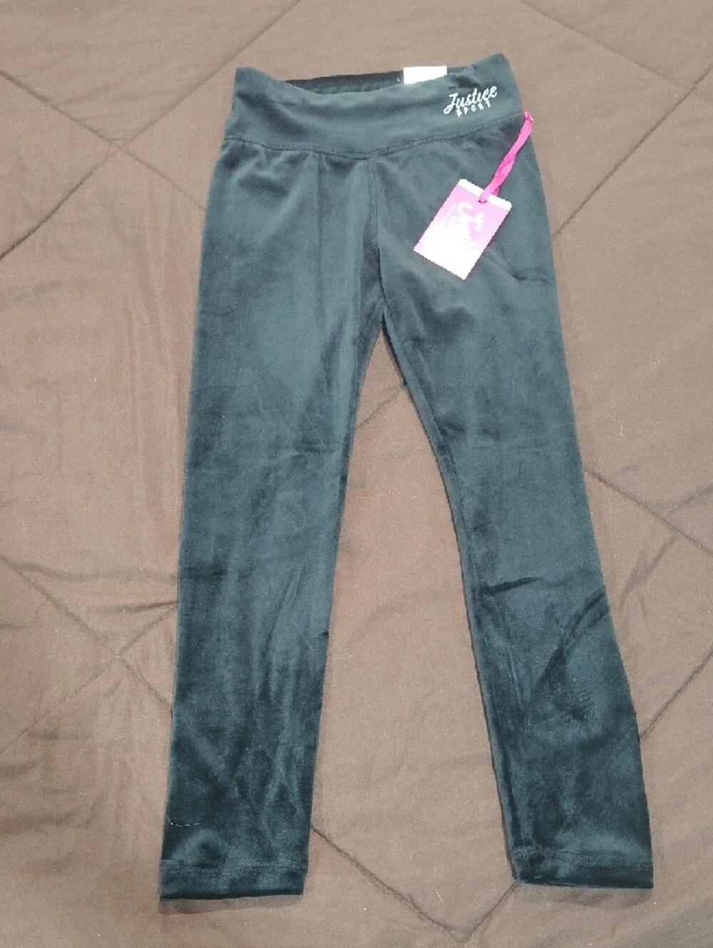 Justice Black Velvet-Look Girls' Leggings